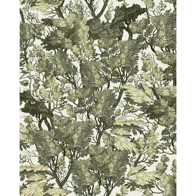 The Royal Garden Floral Non-Pasted Matte Wallpaper Roll — Green,White