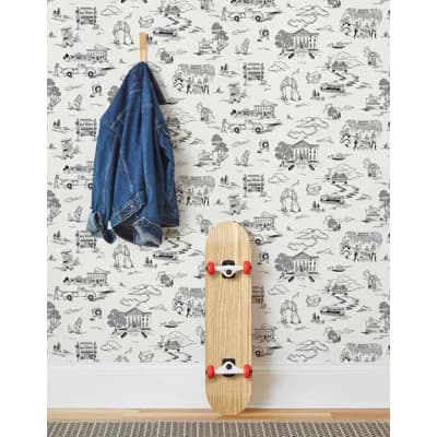Hill Valley Toile Wallpaper | Traditional / Roll - 27" x 30' — Denim