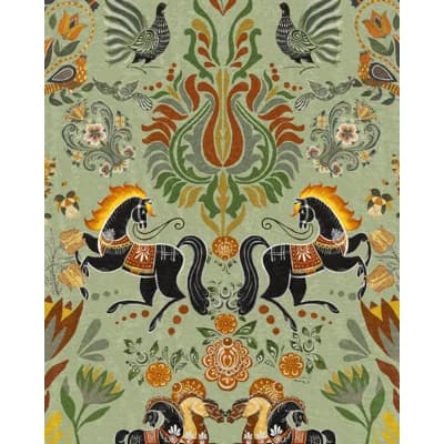 Transylvanian Roots Abstract Non-Pasted Matte Wallpaper Roll — Black,Green,Red,Taupe,Yellow