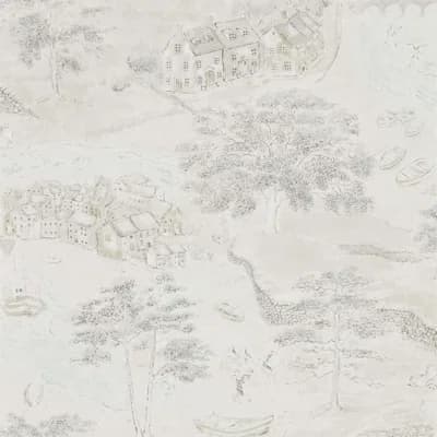 Sea Houses Wallpaper — Chalk,Silver