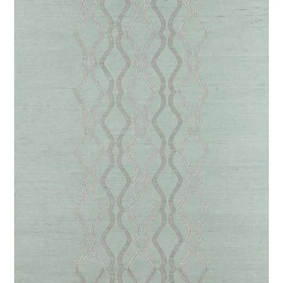 Soiree Geometric and Striped Grass Cloth Non-Pasted Metallic Wallpaper Roll — Seaglass
