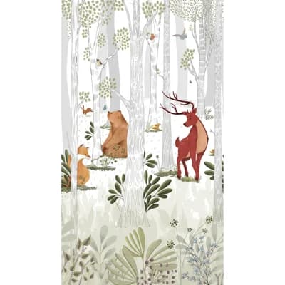 Orom II Collection Forest Creatures 62.5-inches wide x 9.18-feet high 3-panel Wall Mural — Brown