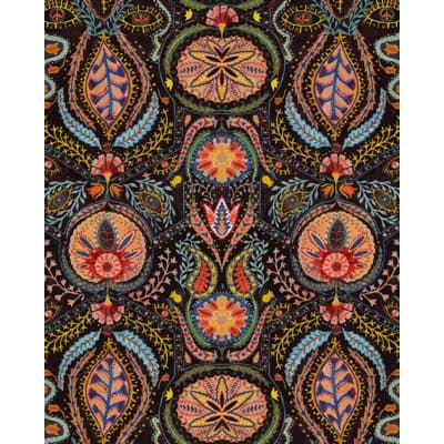 Woodstock Lifestyle Non-Pasted Satin and Matte Wallpaper Roll — Black,Blue,Red,Yellow