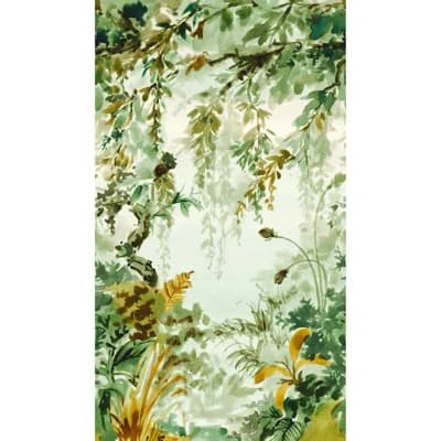 Orom II Collection Lush Leaf Branches 62.5-inches wide x 9.18-feet high 3-panel Wall Mural — Green