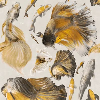 Atoll Abstract Non-Pasted Matte Wallpaper Roll — Yellow,Gray