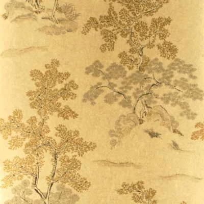 Emperor Garden 32.83' L x 20.46" W Smooth Wallpaper Roll — Gold;Taupe