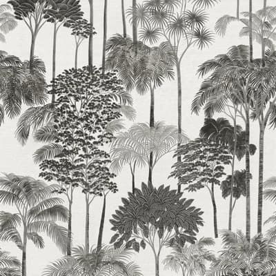 Havana 2 Collection Palm Trees Wallpaper Roll — Black