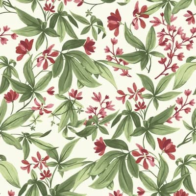 Inia Collection All-Over Floral Leaf Wallpaper Roll — Pink