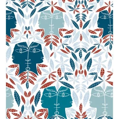 Cap D'ail Floral Non-Pasted Matte Wallpaper Double Roll — Bleu