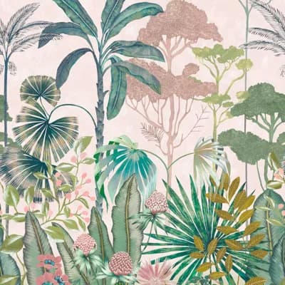Floreana Wallpaper — Bleached Coral,Succulent,Fig Leaf