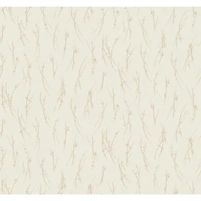 Abstract Non-Pasted Metallic Wallpaper Roll — Cream,Gold