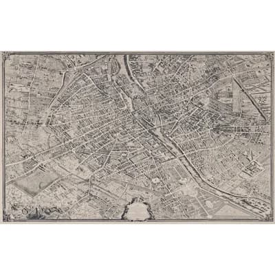 La Cite Panel Set Wallpaper — Ebony On Cream