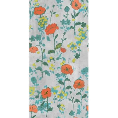 Paule Marrot Floral Non-Pasted Satin Wallpaper Double Roll — Light Gray