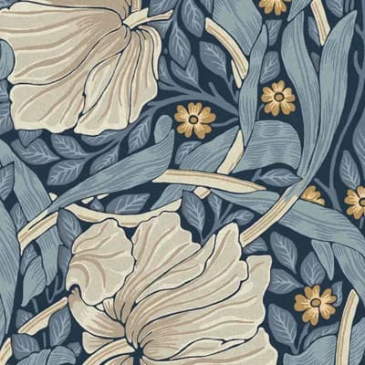William Morris at Home SS24 Floral Non-Pasted Matte Wallpaper Double Roll — Pimpernel Blue