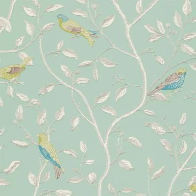 Finches Wallpaper — Duck Egg