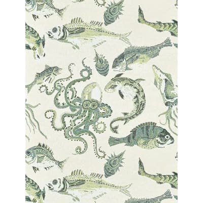 Mikonos Non-Pasted Wallpaper Roll — Green,Eggshell