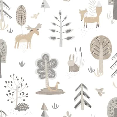 Little Explorers 2 Country Animals Wallpaper Roll — Silver