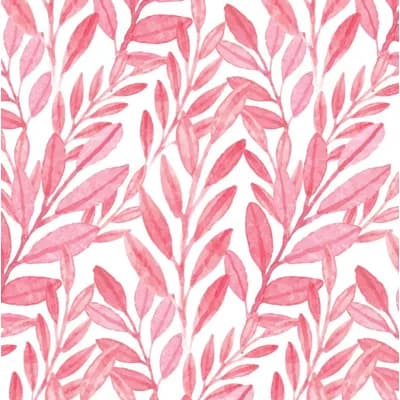 Reef Watercolor Floral Vinyl Non-Pasted Matte Wallpaper Roll by Jamie Graney — Pink,White