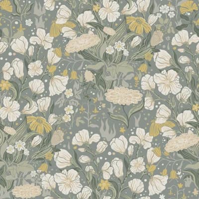 Floral Wallpaper Roll — Yellow,Ivory,Green