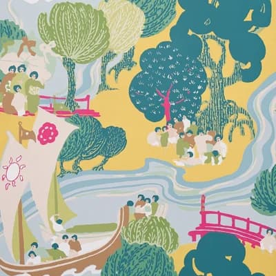 Pearl River Wallpaper — Yellow,Green,Blue,Pink
