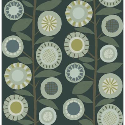 Hannah Floral Non-Pasted Wallpaper Roll — Green