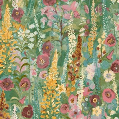 Inia Collection All-Over Classical Floral Wallpaper Roll — Dark Green