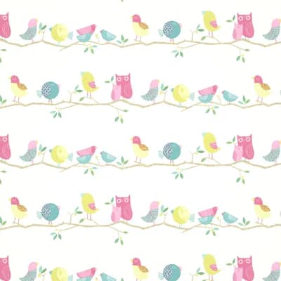 What a Hoot Wallpaper — Pink,Yellow,Blue