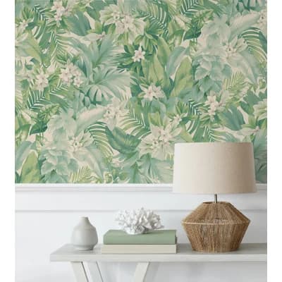 Tommy Bahama Umbrella Palm 18' L x 20.5" W Peel and Stick Wallpaper Roll — Blue