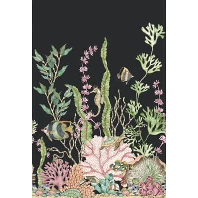 Venicio Floral Non-Pasted Matte Wall Mural — Noir