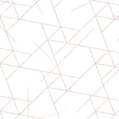 Geometric Vinyl Non-Pasted Matte Wallpaper Roll by Jamie Graney — White,Rose Gold Leaf