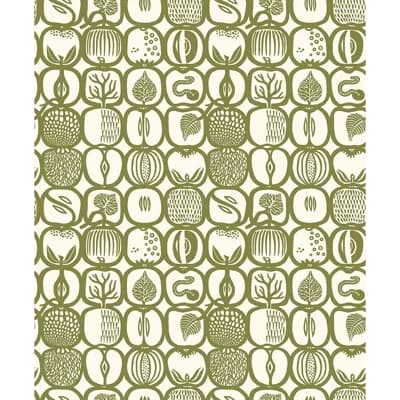 Boråstapeter Fruktlåda Wallpaper — Green,Ivory