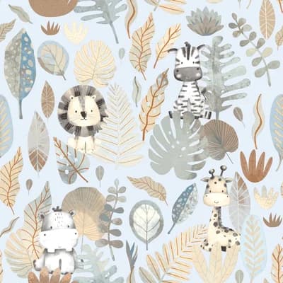 Little Explorers 2 Savannah Jungle Wallpaper Roll — Blue