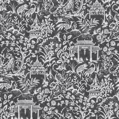 Secret Garden Botanical Toile Design 33' L x 21" W Wallpaper Roll — Black,Cream