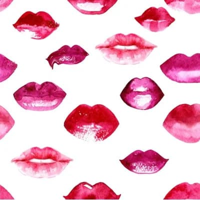 Watercolor Lips Abstract Fabric Peel & Stick Matte Wallpaper Roll by Jamie Graney — White,Red