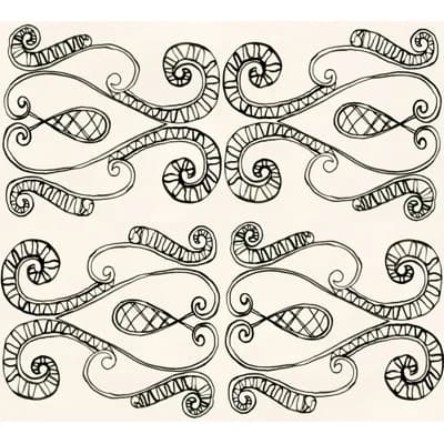 Susan Hable Damask Non-Pasted Satin Wallpaper by Susan Hable — Cream,Black