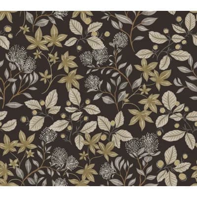 Mildred Black Botanical Trail Wallpaper — Blue