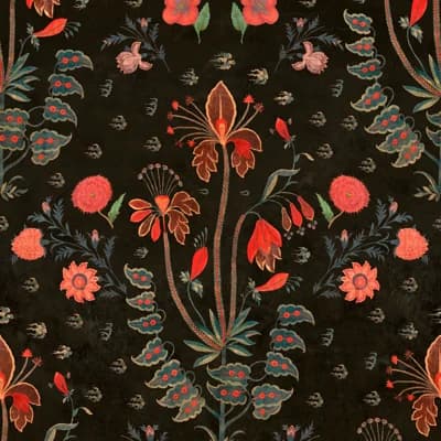 Hippie Spirit Floral Non-Pasted Matte Wallpaper Roll — Red,Blue,Black