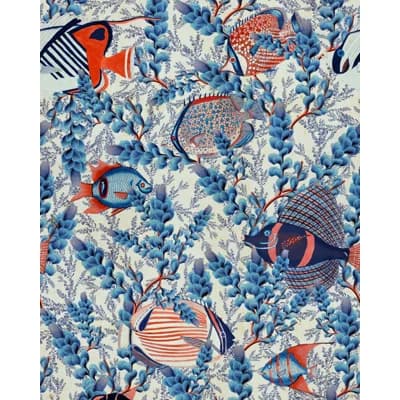 Sundance Villa Non-Pasted Matte Wallpaper Roll — Taupe,Indigo,Red