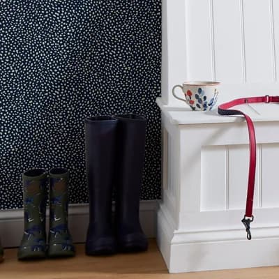 Animal Print Non-Pasted Matte Wallpaper Double Roll — French Navy,White