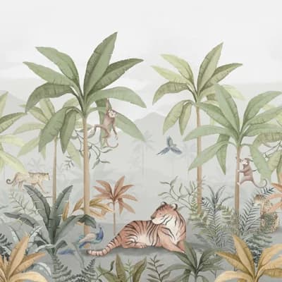 Boråstapeter Wild Jungle Mural Wallpaper — White