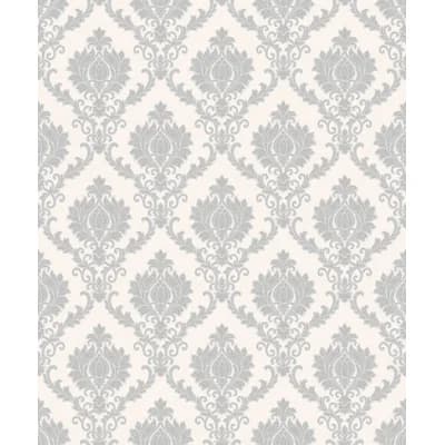 Italian Classics 4 Damask 3D Embossed Wallpaper Roll — Silver