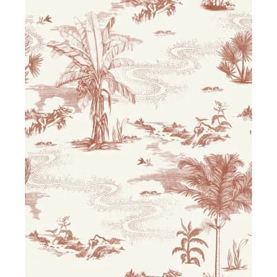 Toile 33' L x 20.5" W  Wallpaper Roll — Burgundy