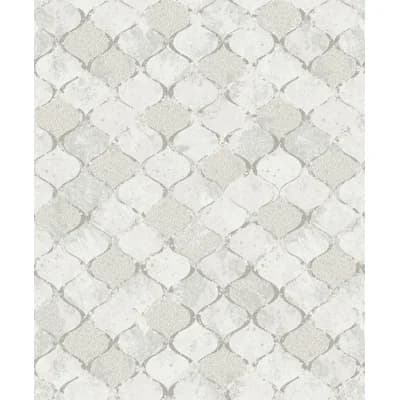 Pilak Geometric Non-Pasted Metallic Wallpaper Roll — Silver