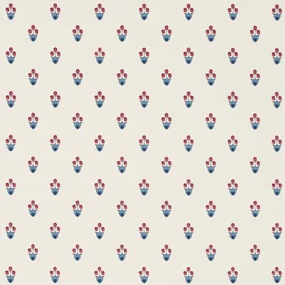 Moira Floral Non-Pasted Matte Wallpaper Roll — Taupe,Red,Blue