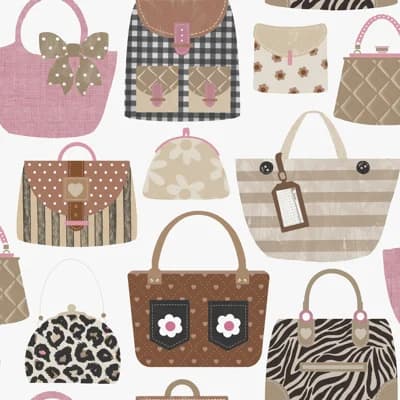 Kids and Teens Collection Purses Wallpaper Roll — Blue,Purple