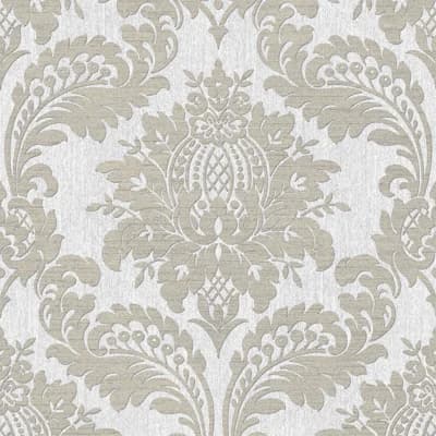Damask Non-Pasted Metallic Wallpaper Double Roll — Gray