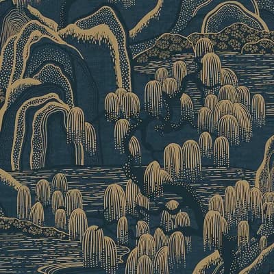Boråstapeter Indigo Garden Wallpaper — Gold;Navy