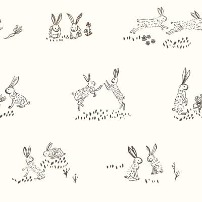 Bunny High Five 33' L x 20.5" W Wallpaper Roll — Black,White