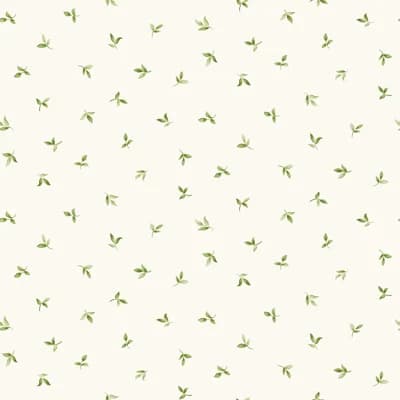 Just Kitchens Leaf Toss Design 33' L x 21" W Wallpaper Roll — White,Green