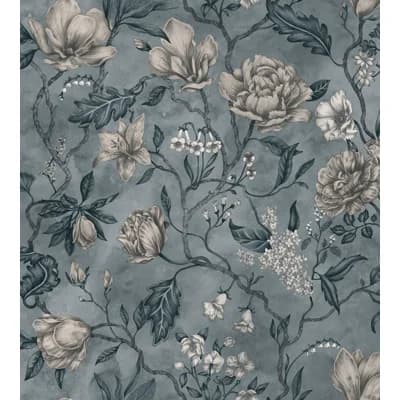 Kolonin Floral Matte Wallpaper Roll — Misty Blue